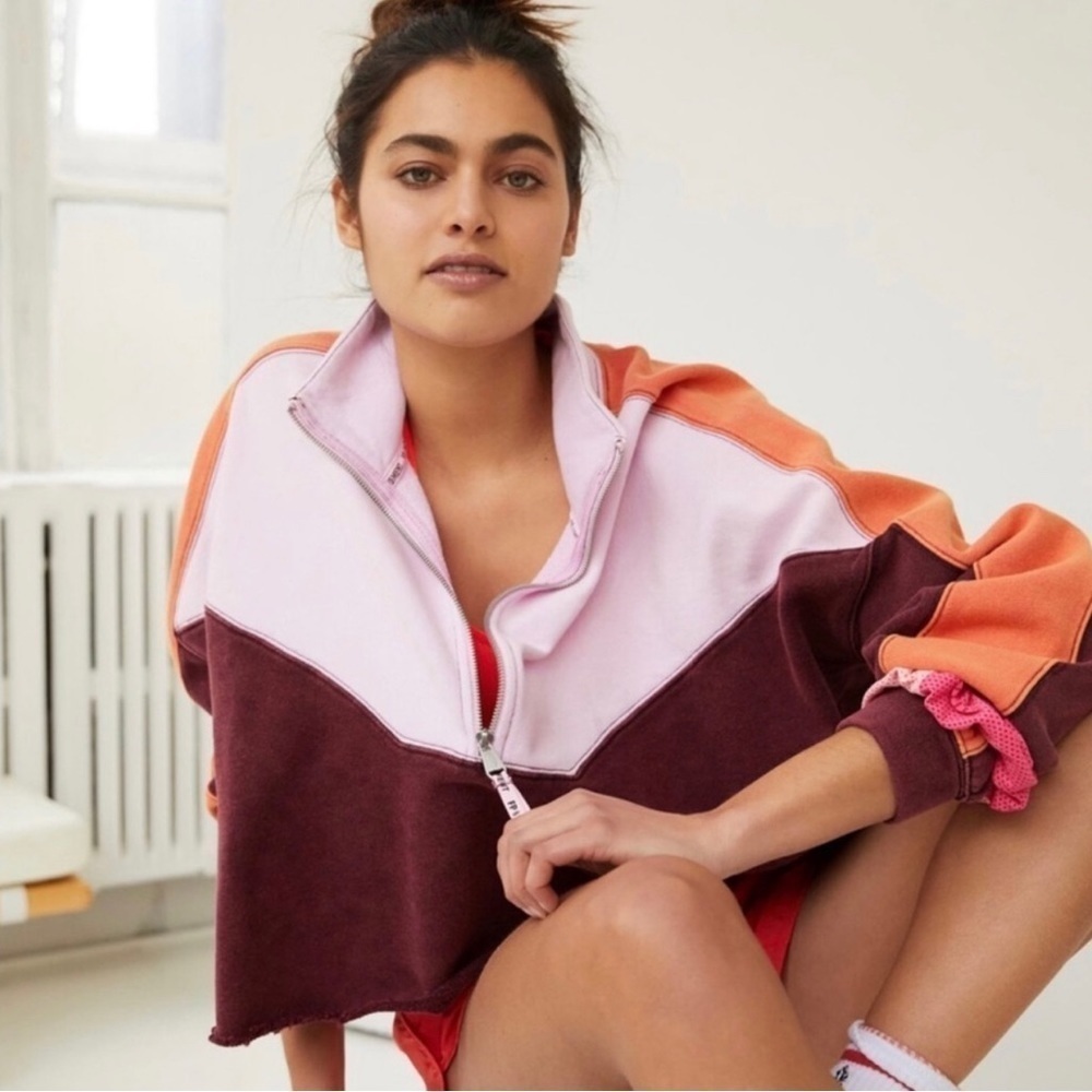 Free People Split Second Half Zip Sweatshirt Fig … - image 5